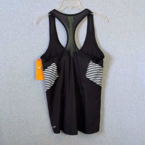 C9 Champion Duo Dry Semi Fitted Black White Stripe Padded Racerback Tank L NWT - Picture 2 of 5